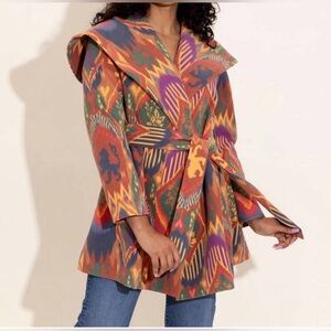 ALDEN ADAIR BETH COAT IN ROYAL IKAT SIZE MEDIUM NWT